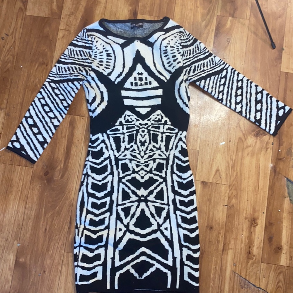 Black and off white dress